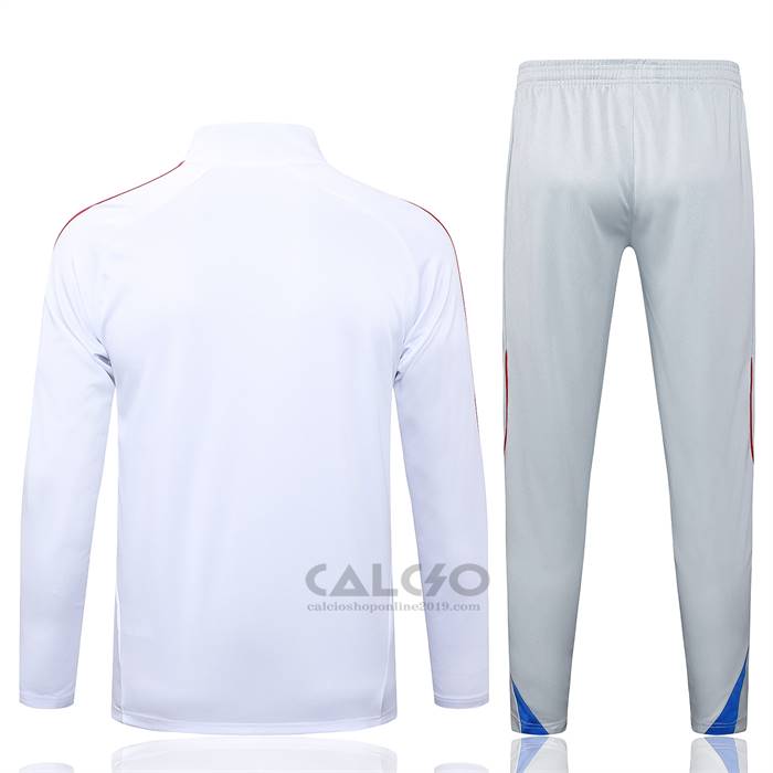 Tuta da Track di Felpa Bayern Monaco Bambino 2025-2026 Bianco Rosso